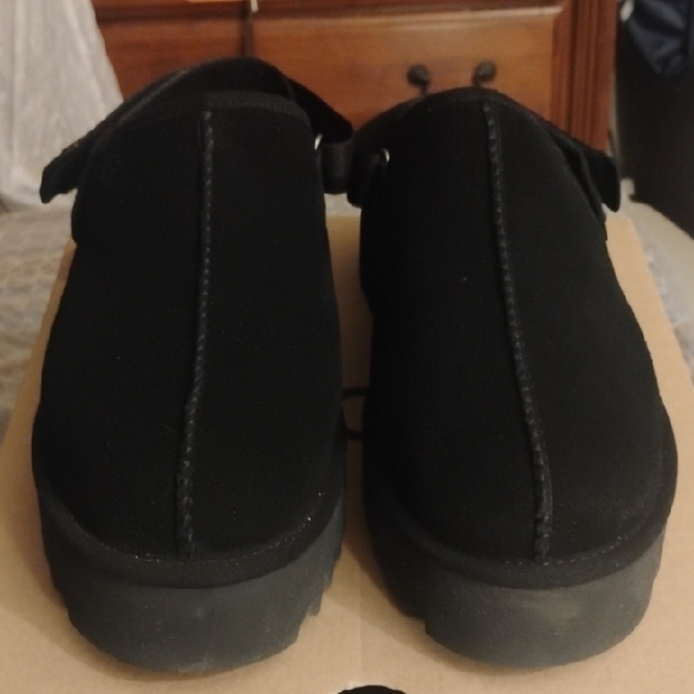 UGG Black Suede Clog Mules